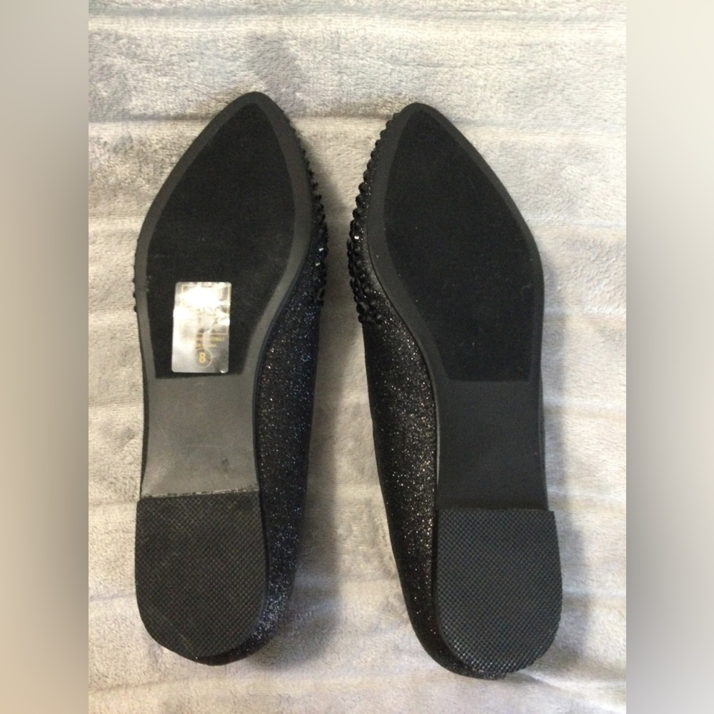 Lauren Lorraine Black Embellished Pointed Toe Ballet Flats Size 8 - Picture 8 of 11